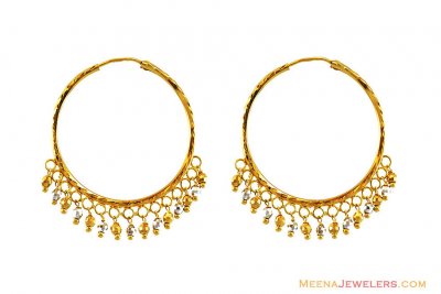 22k Fancy Two Tone Bali ( Hoop Earrings )