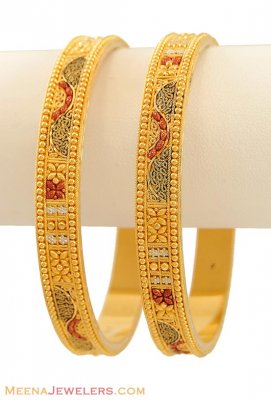 Gold 3 Tone Bangles ( Gold Bangles )