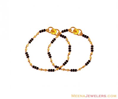 22k Black Beads Kids Bracelet ( Black Bead Bracelets )