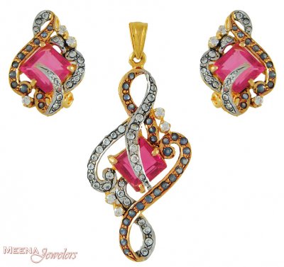 22Kt Gold Designer Pendant Set ( Fancy Pendant Set )