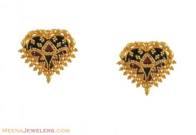 22Kt Gold Earrings (Meenakari) ( 22 Kt Gold Tops )