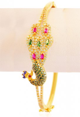 Peacock Designer Kada 22k Gold  ( Stone Bangles )