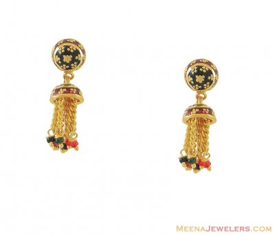 Fancy Meenakari Earrings ( 22Kt Gold Fancy Earrings )