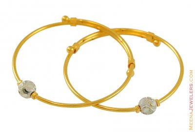 22k Fancy Baby Bangles (set of 2) ( Baby Bangles )