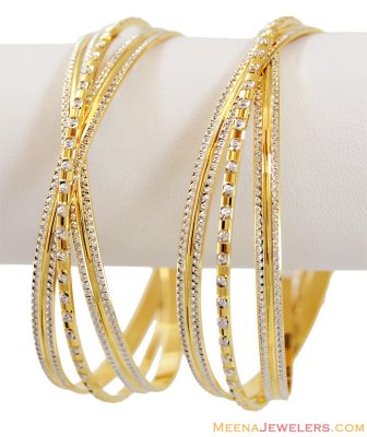 Designer 22K Rhodium 2 Tone Bangles ( Two Tone Bangles )