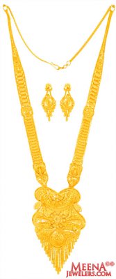 22 Kt Filigree Long Patta Haar ( Bridal Necklace Sets )