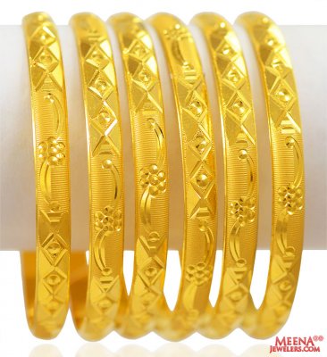 22 kt Gold Bangles Set (Set of 6) ( Set of Bangles )