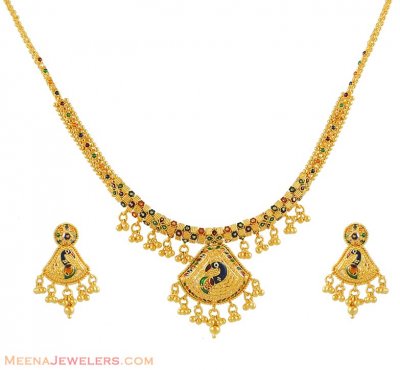 22k Gold Peacock Necklace set ( 22 Kt Gold Sets )