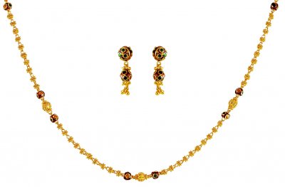 22kt Gold Meena Necklace Set ( Light Sets )