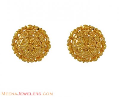 22K Gold Tops Earrings ( 22 Kt Gold Tops )