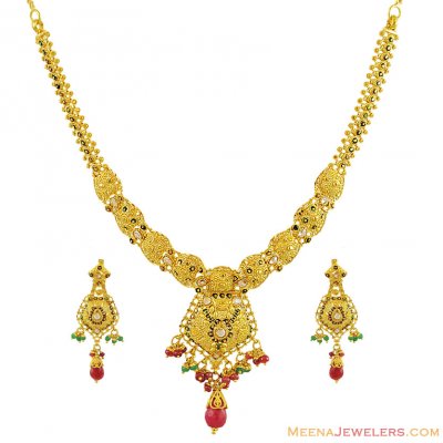 Meenakari Necklace Set 22k ( 22 Kt Gold Sets )