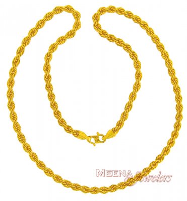 Gold Rope Chain (20 Inch) ( Men`s Gold Chains )