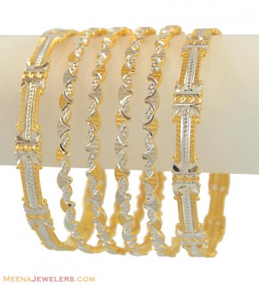 22k Two Tone Rhodium Bangles(4 pcs) ( Two Tone Bangles )