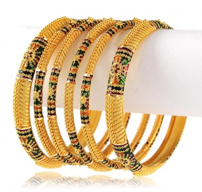 22Kt Meenakari Bangles (Set of 4) ( Set of Bangles )