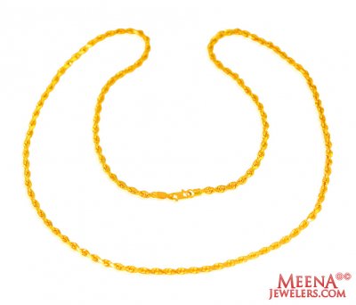 22 Karat Gold Rope long Chain ( Men`s Gold Chains )