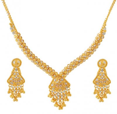 22Kt TwoTone Necklace Set ( 22 Kt Gold Sets )