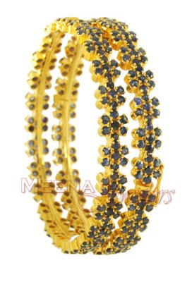 Gold Bangles (22 Karat) with Sapphire ( Precious Stone Bangles )