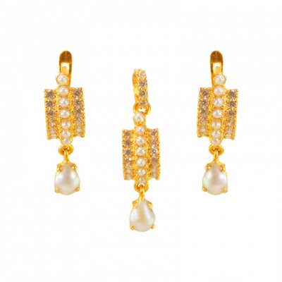 22Karat Gold Pearls Pendant Set ( Precious Stone Pendant Sets )