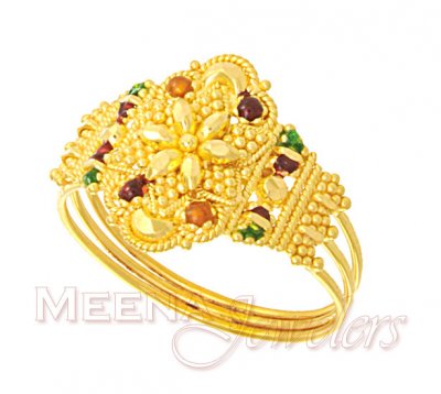 Meenakari Ladies Gold Ring ( Ladies Gold Ring )