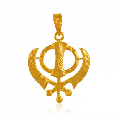 22K Gold Khanda Pendant ( Khanda Pendants )