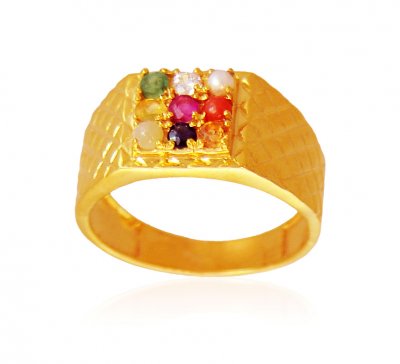 Mens Navratna 22K Ring ( Mens Gold Ring )