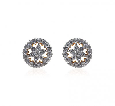 18K Gold Diamond Ladies Earrings ( Diamond Earrings )