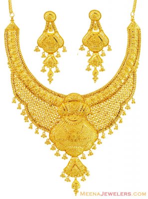 Fancy Bridal Gold Necklace Set 22k - StBr14315 - 22k Designer Gold ...