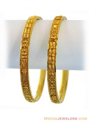 22K Fancy Filigree Gold  Bangles ( Gold Bangles )