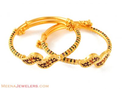 Gold Baby Bangle with MeenaKari ( Baby Bangles )