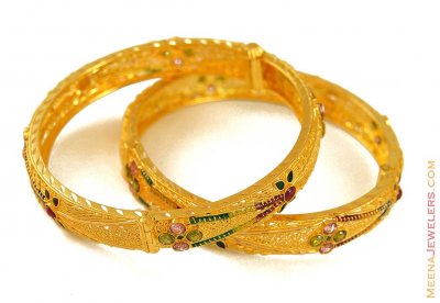 Ruby, Emerald studded Antique Kadas ( Antique Bangles )