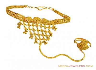 Ladies 22K One Ring Panja Bracelet ( Ladies Bracelets )