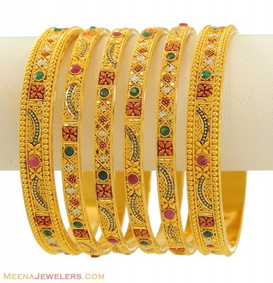 Indian Gold Bangles (set of 6) ( Set of Bangles )