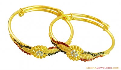 22K Tricolor Baby Bangles (Pair) ( Baby Bangles )