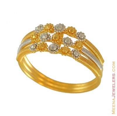 22Kt Gold Two Tone Filigree Ring ( Ladies Gold Ring )