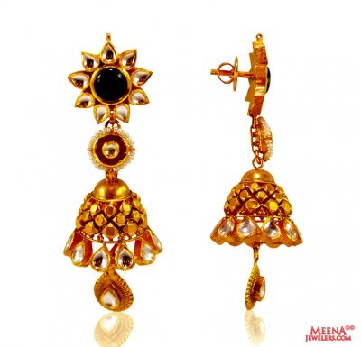 22 Kt Gold Antique Long Earring ( 22Kt Gold Fancy Earrings )