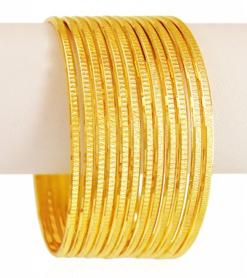 Gold Machine Bangles Set (12 PC) ( Set of Bangles )