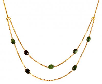 Delicate 22K Gold Emerald Chain - chfc19606 - US$ 997 - Fancy 22K Gold ...