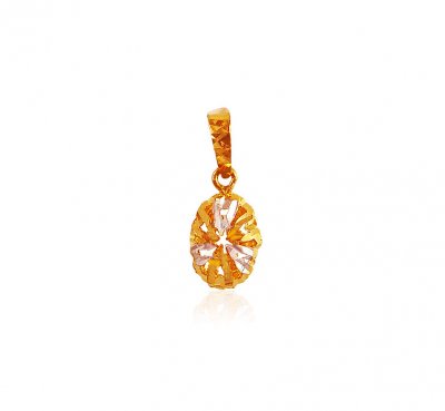 22K Gold Oval Pendant with Cutwork ( Fancy Pendants )