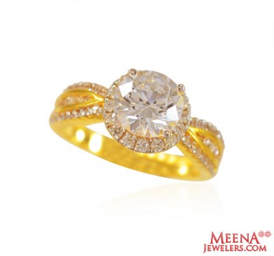 22k Gold CZ Solitaire Ring ( Ladies Signity Rings )