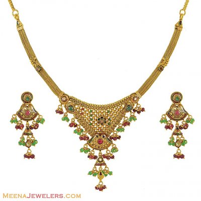 22K Designer Antique Set ( Antique Necklace Sets )