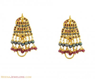 Stones Earrings (22K Gold) ( 22Kt Gold Fancy Earrings )