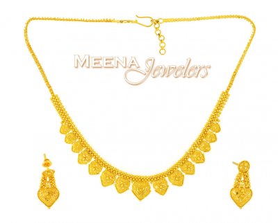 22K Yellow Gold Three Piece Necklace Set ( Light Sets )