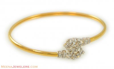 22k Two Tone Kada With Signity ( Stone Bangles )