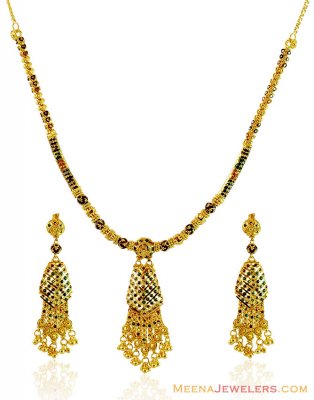 22K Gold Meenakari Necklace Set ( 22 Kt Gold Sets )