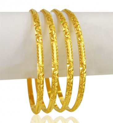 22KT Gold Machine Bangles (4 PCs) ( Gold Bangles )