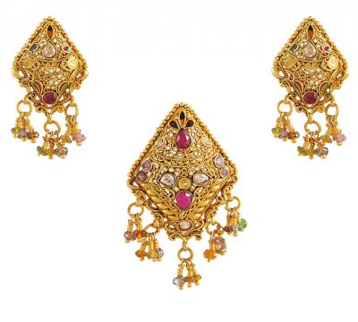 22Kt Gold Pendant Set ( Antique Pendant Sets )