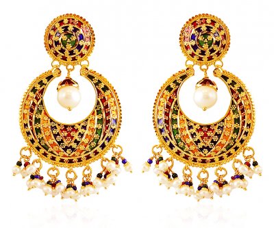 22K Gold Meenakari Chand Baali ( Exquisite Earrings )