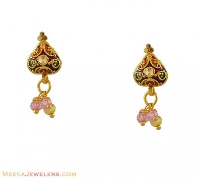 22K Fancy Meenakari Earrings ( 22Kt Gold Fancy Earrings )