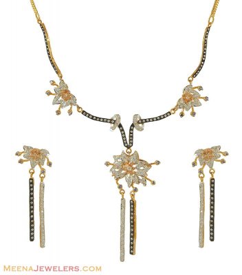22k Cz Necklace Set ( Gold Designer Sets )