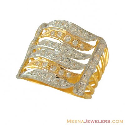 Designer Twotone Ring (22 Kt) ( Ladies Signity Rings )